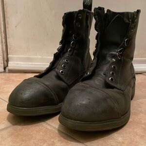 Xena Women’s Steel Toe Boots Zip Up Black Leather Work Boot